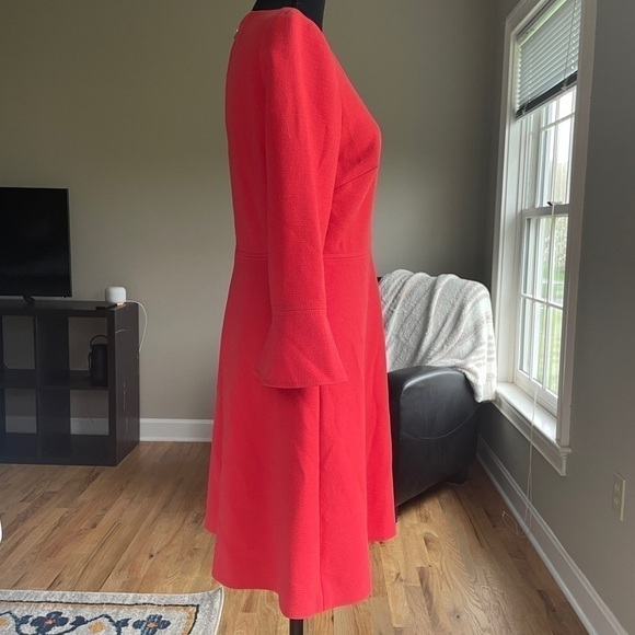 J Crew Red Orange Bell Sleeve Dress size 4 - Picture 4 of 10